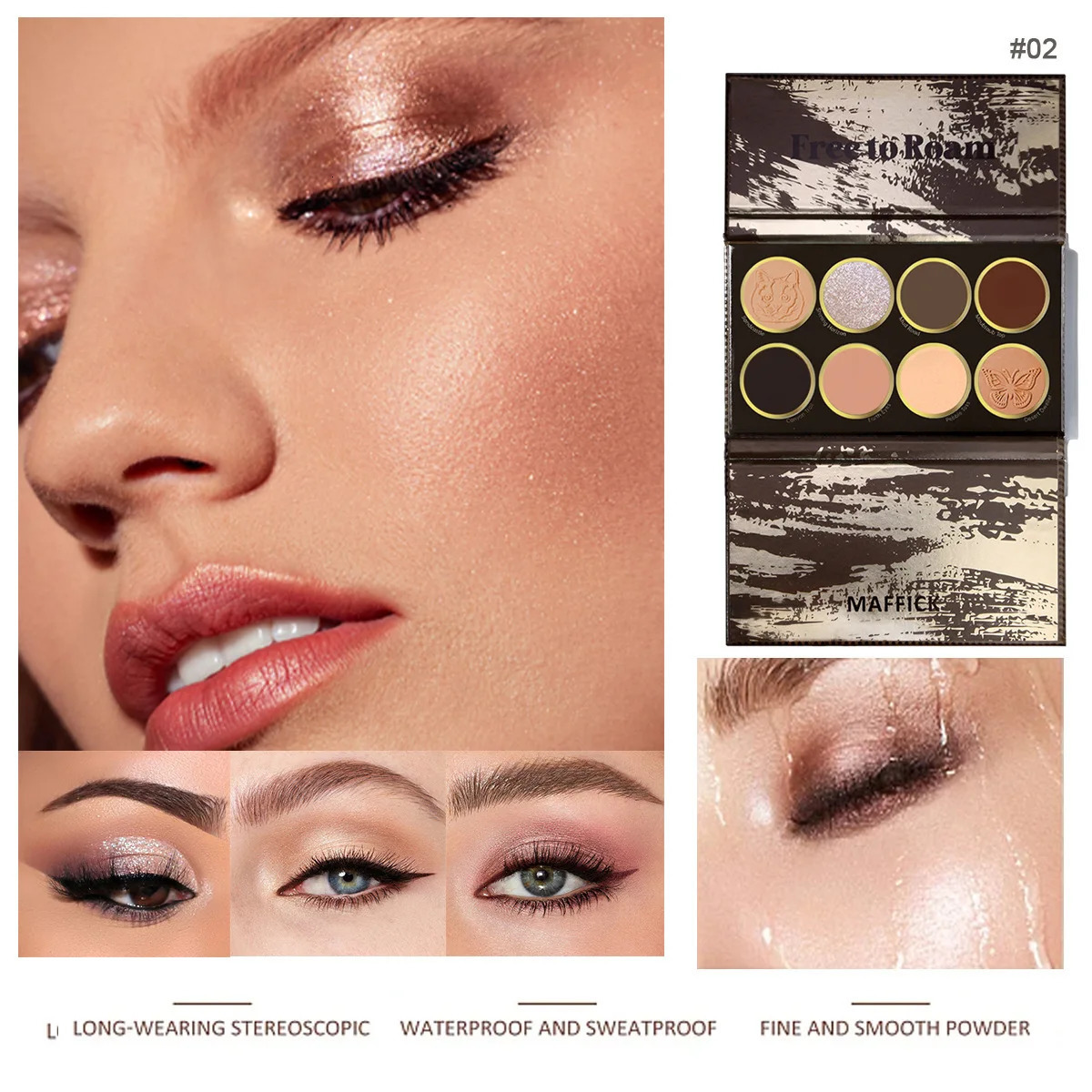 MAFFICK Free Roam 8Color Eyeshadow tray Matte Pearl easy to apply longlasting waterproof and sweat resistant texture fine 241118