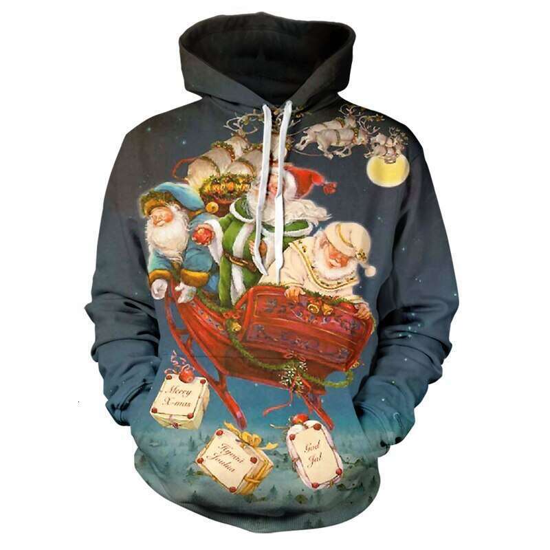 2024 New Christmas Deer 3D Printed Casual Couple Hoodie for Men Women in Europe and America