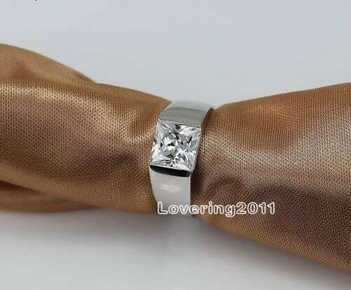 Fashion jewelry high quality Men Princess Cut White Topaz Gemstones Sier filled Engagement Wedding Ring Size 8-12 dh5727163