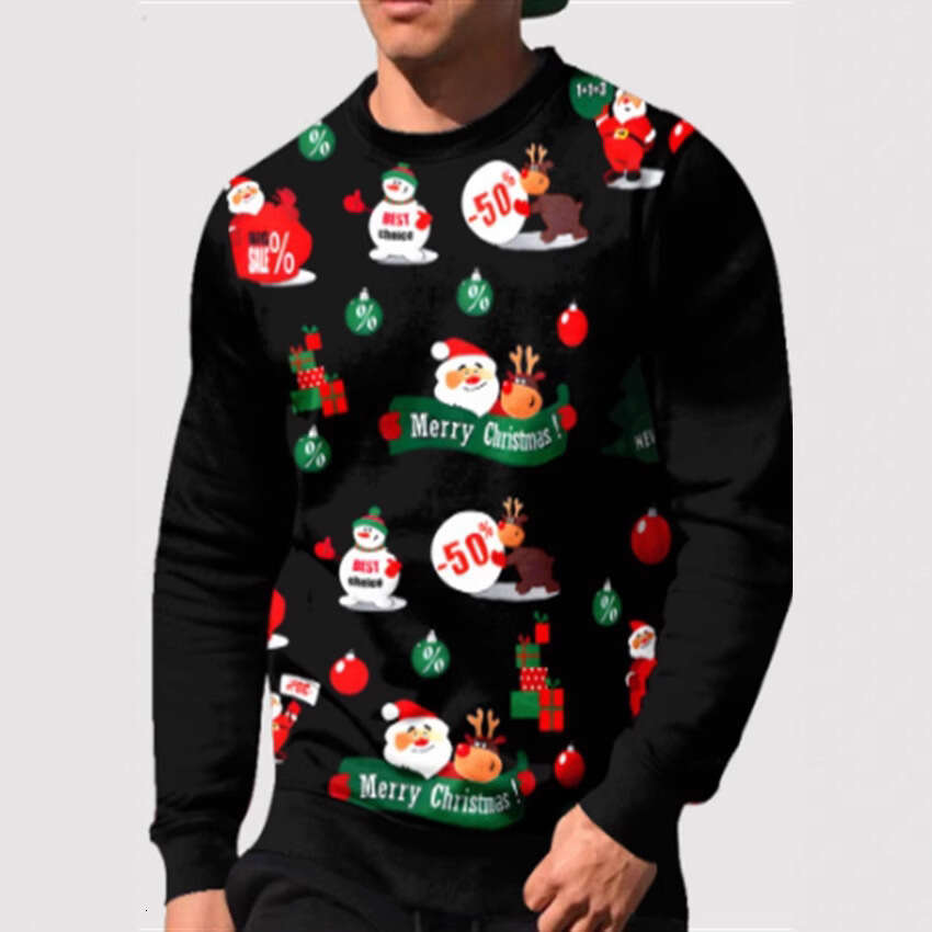 New autumn men's and women's casual print round neck Christmas deer couple hoodie