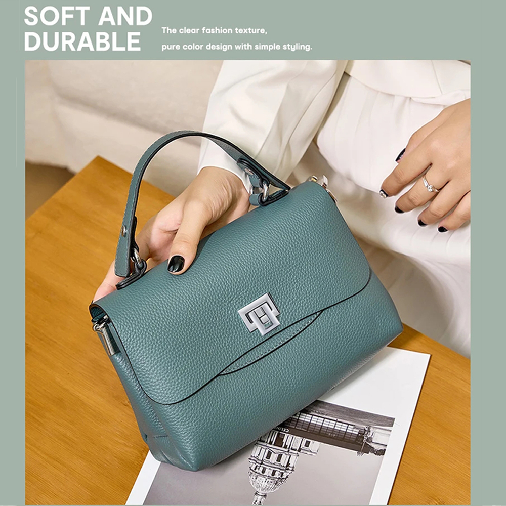 Genuine Leather Top-handle College Woman Fashion Brand Aesthetic Bags Shoulder Female Small Cross Body Bag