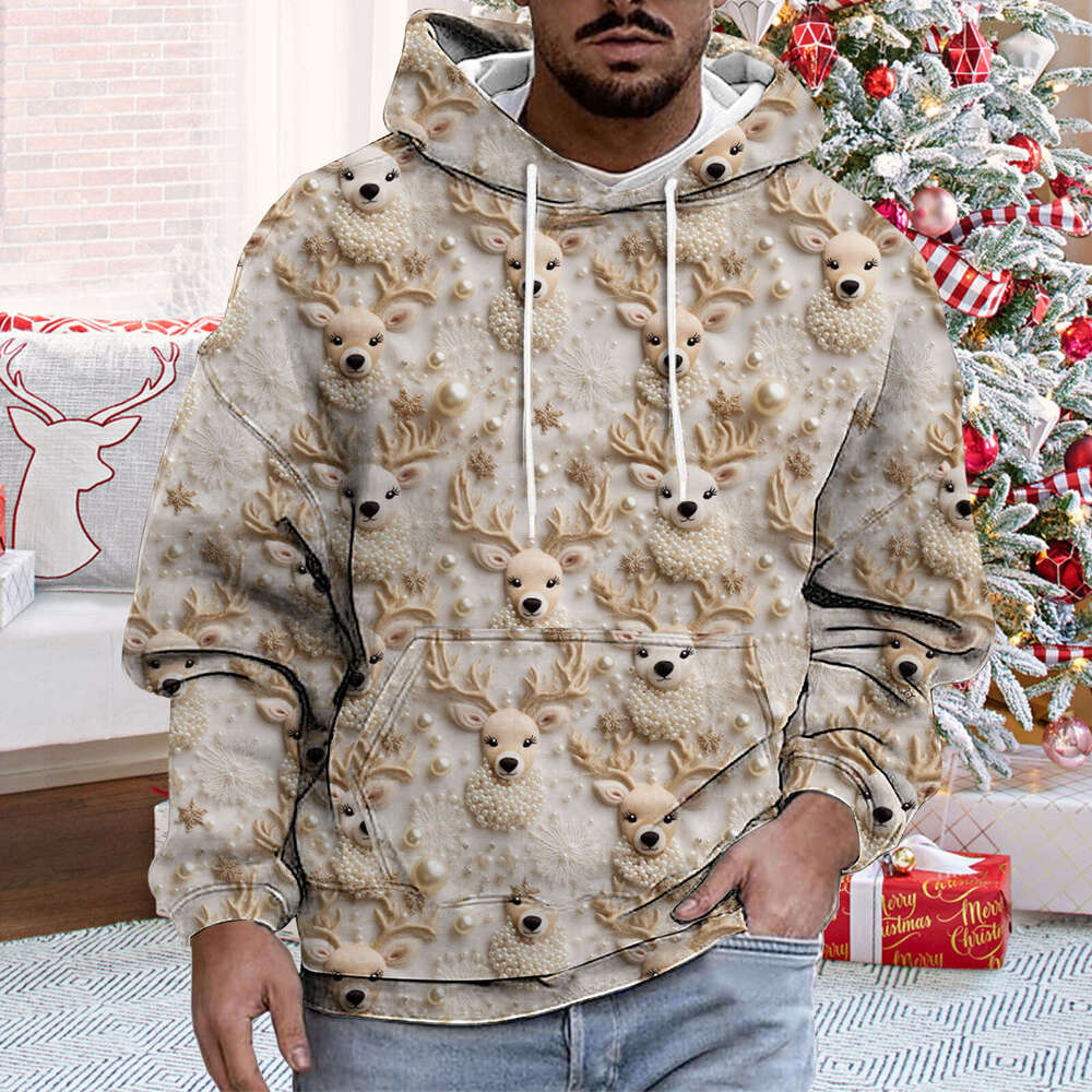 2024 European and American Christmas Series 3D Digital Printed Hoodie Personalized Casual Men's Hot Selg Sweatshirt