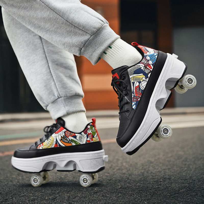 Deformation Shoes Boys Shoes Men 4 Wheels Sneakers Women Roller Skates Kids Birthday Gifts For Girls