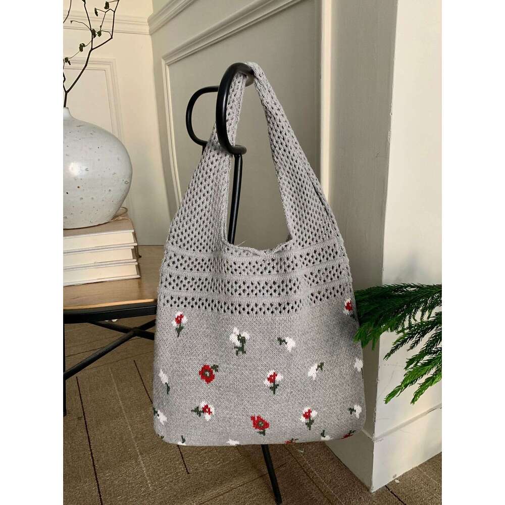 New Retro Knitted Large Capacity Tote Woven Wer Handbag, Yarn Bag, Women's Bag B1
