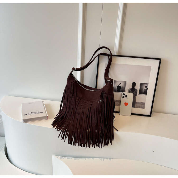 Frosted Tassel Europe Leather Retro Crossbody Bag Women's Bags