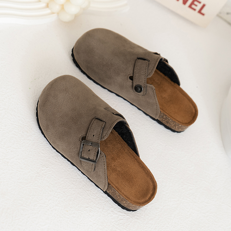 2024 New Matte Cotton Fashion Casual Medium-Sized Boys And One-Leg Baotou Half Slippers Girls