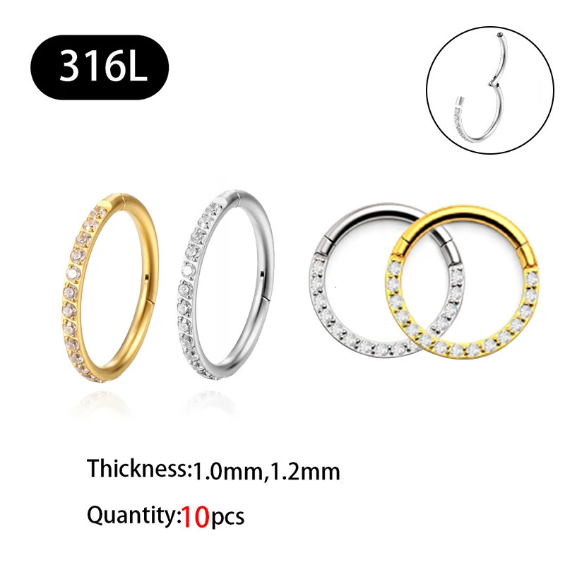 316L Navel Piercing Steel Earrings Nose Ring Piercing Jewelry Tragus Piercing Zirconia Sexy Body Jewelry 241120