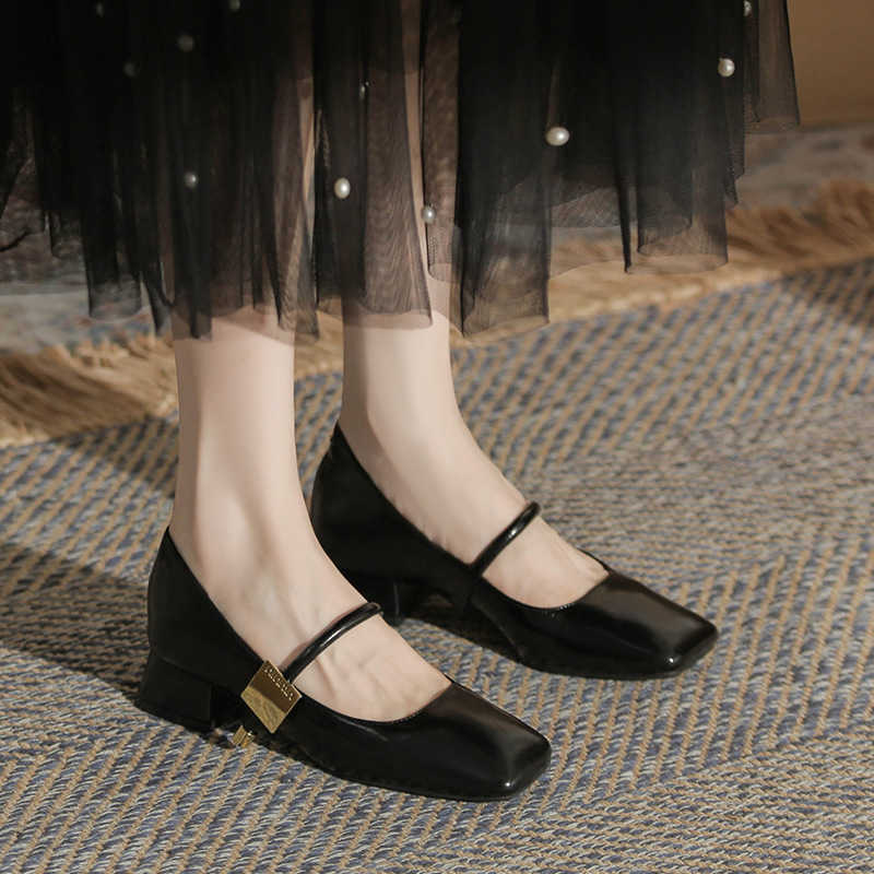 French Mary Jane shoes womens shallow mouth new coarse order shoes single strap versatile sexy womens shoes