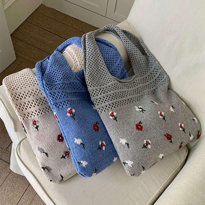 New Retro Knitted Large Capacity Tote Woven Wer Handbag, Yarn Bag, Women's Bag B2
