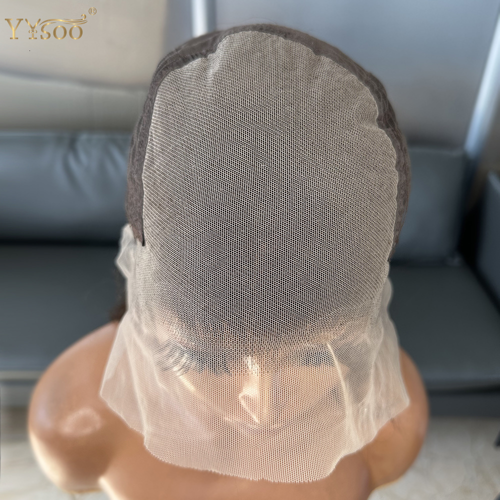 Women's 13X6 Short Brown Futura Synthetic Front Glueless Half Hand Tied Wig Swiss Lace High Temperature Fiber Deep Part