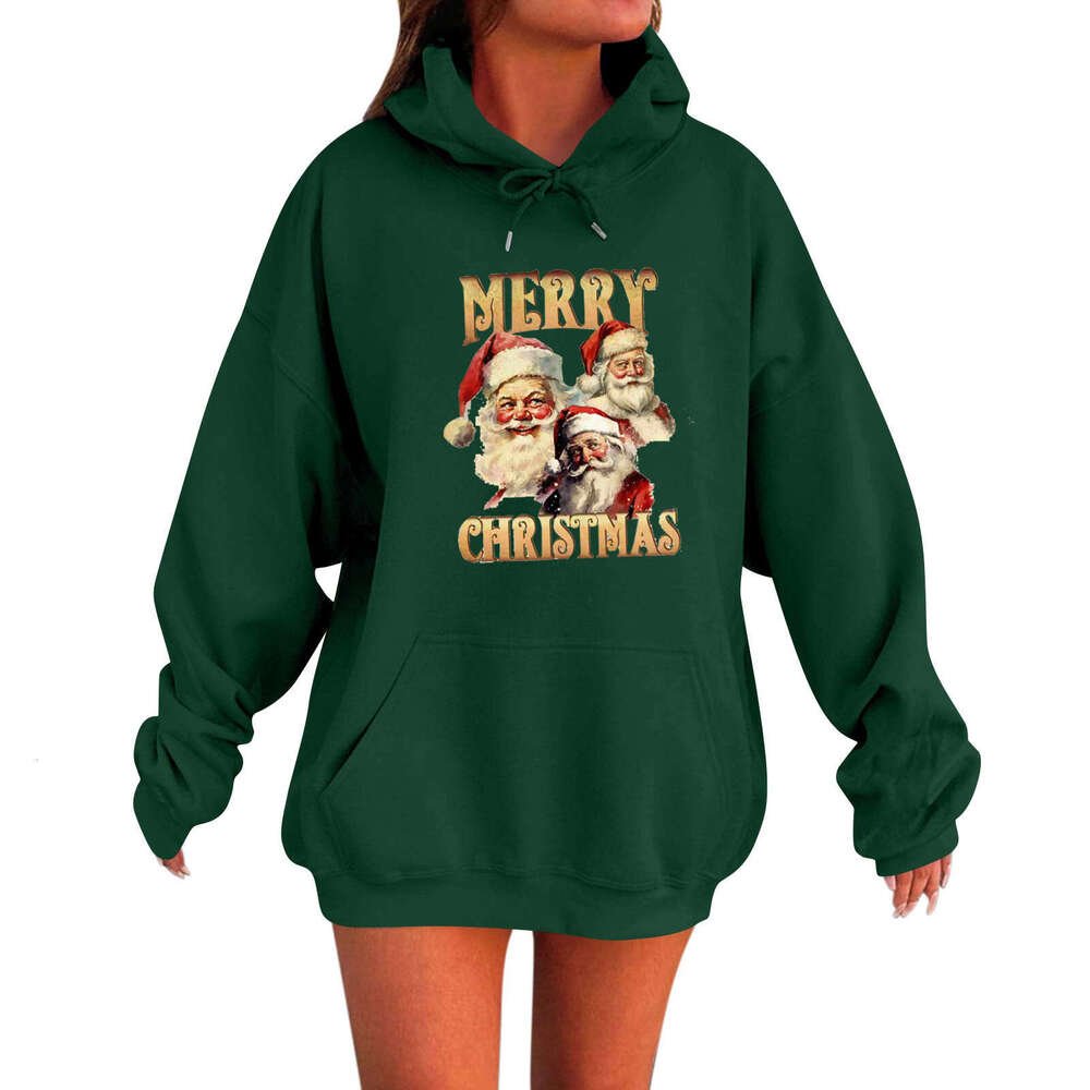 2024 European American new Santa Claus letter 3D printed gift hooded sweatshirt for men and women's casual wear