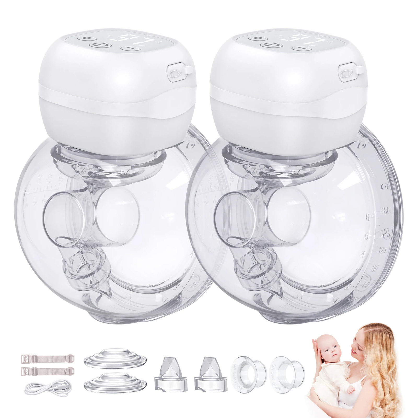 Breastpumps Sleeveless wearable Breast pump of Baby Mouth with double sealed flange 3 modes and 12 levels electric Breast pump 241202 S241252