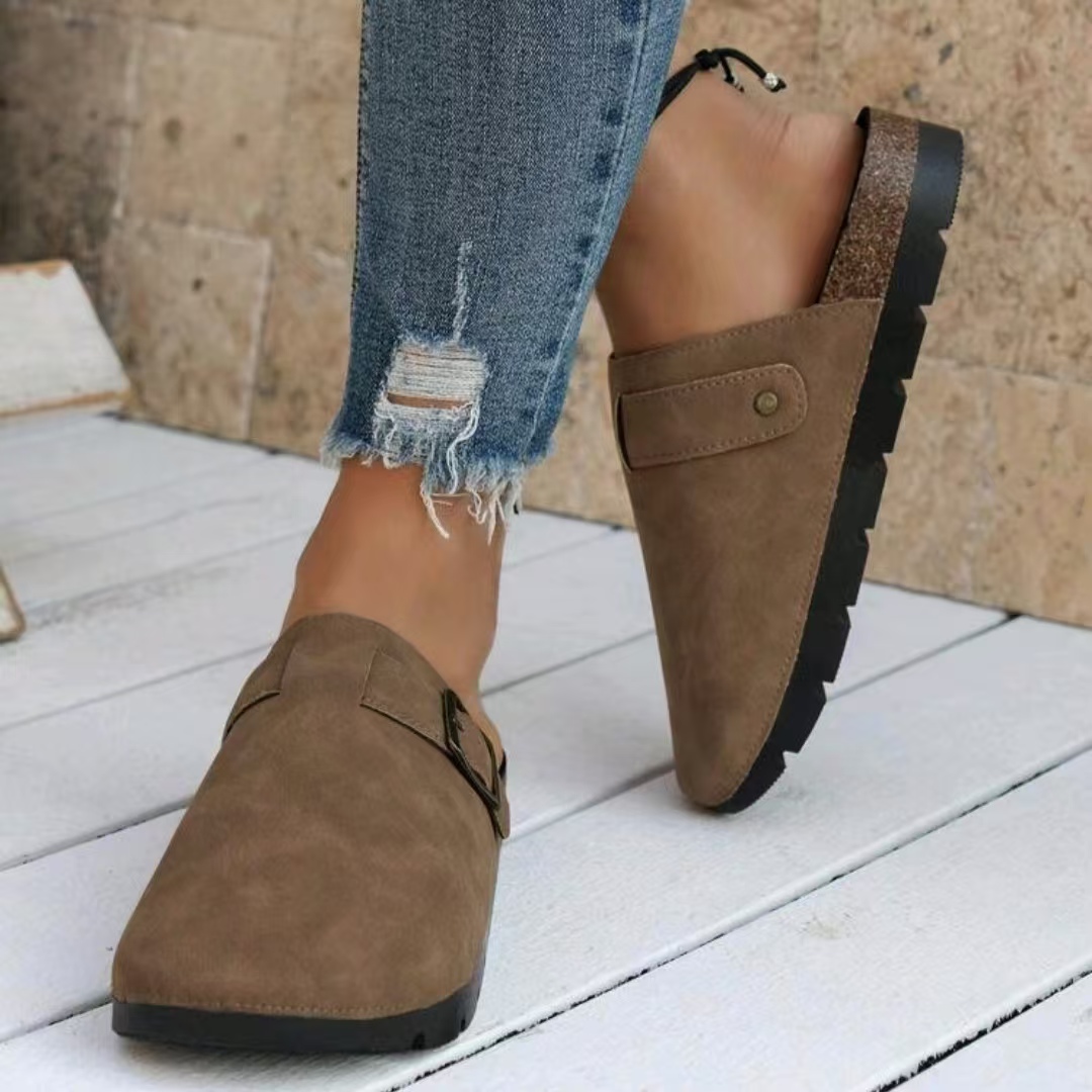 Designer Genuine Leather Sandals Platform Slides Summer Clogs flip flop Slippers Mules Cork Flat Soft Fluffy Suede Taupe Women Buckle Mens Beach Sandal Casual Shoes