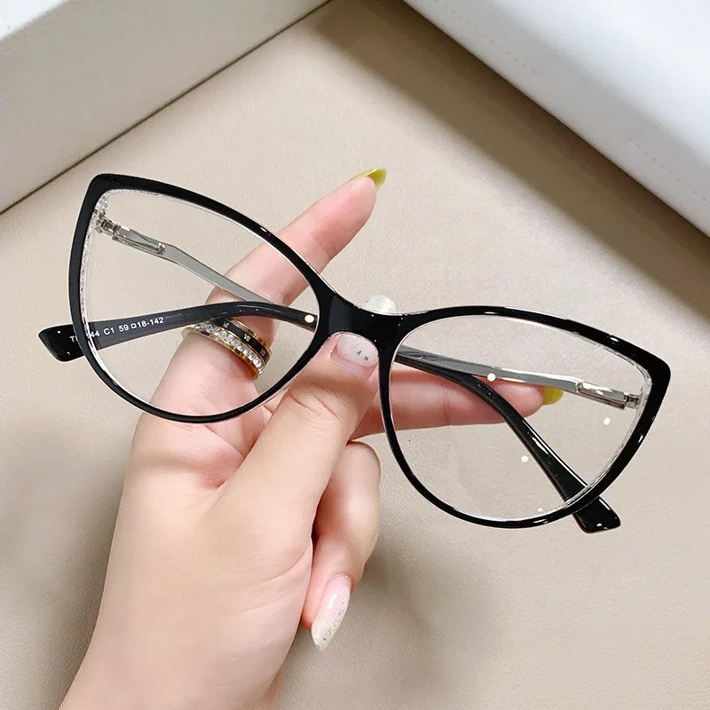 Fashion Blue Light Blocking Cats Eye Reading Glasses Female Trends Optical Tea Bar Visual Care Glasses Diode Glasses 241202