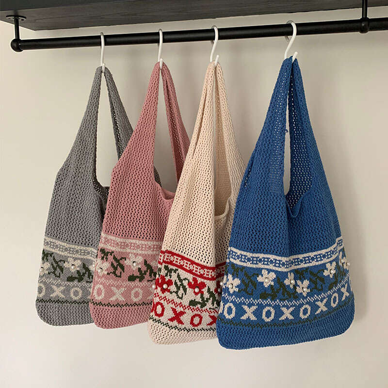 Vintage Knitted Woven Tote Premium Exquisite Women's Shoulder Large Capacity Handbag Bag B1