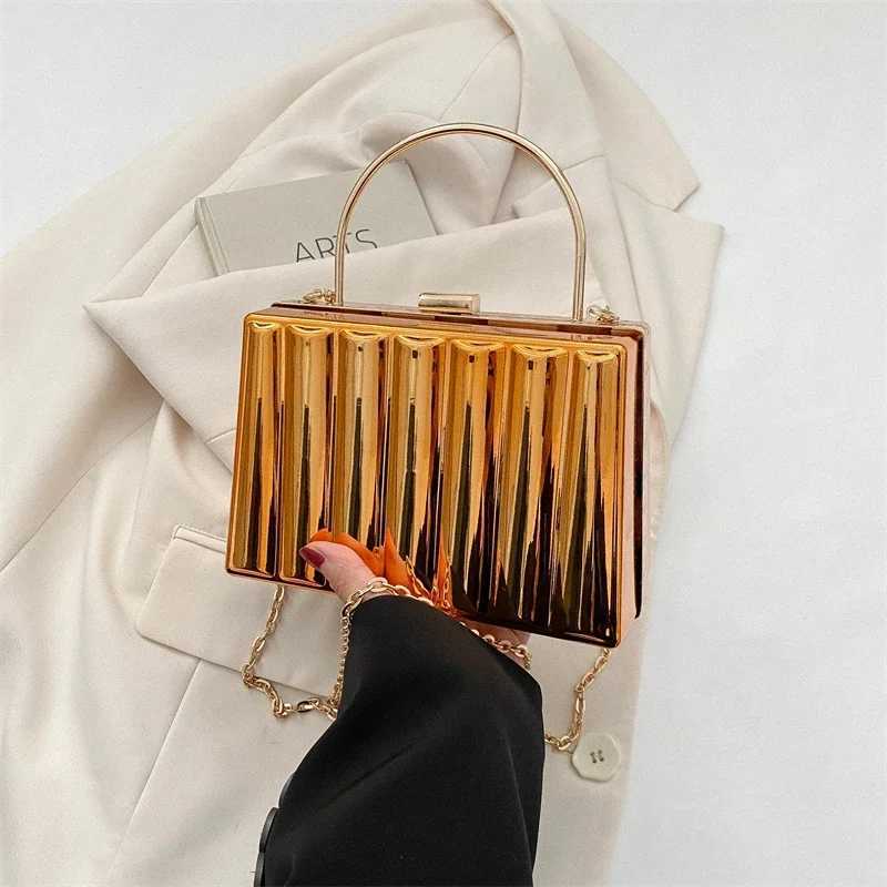 Metallic Box Fashion Acrylic Handbag Chain Hasp Solid Color Shell Shoulder Bag 2024 Hot Sale Bags for Women Bolsas Femininas