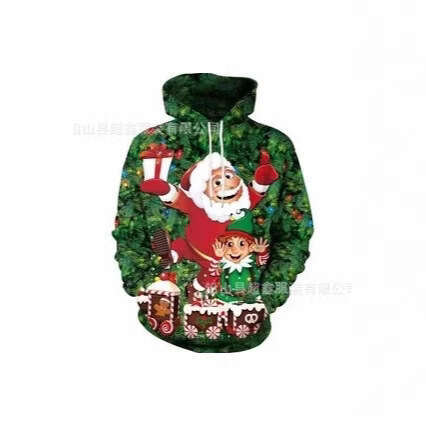 2024 new European American Christmas themed long sleeved hooded loose top men's and women's hoodies 3D printed