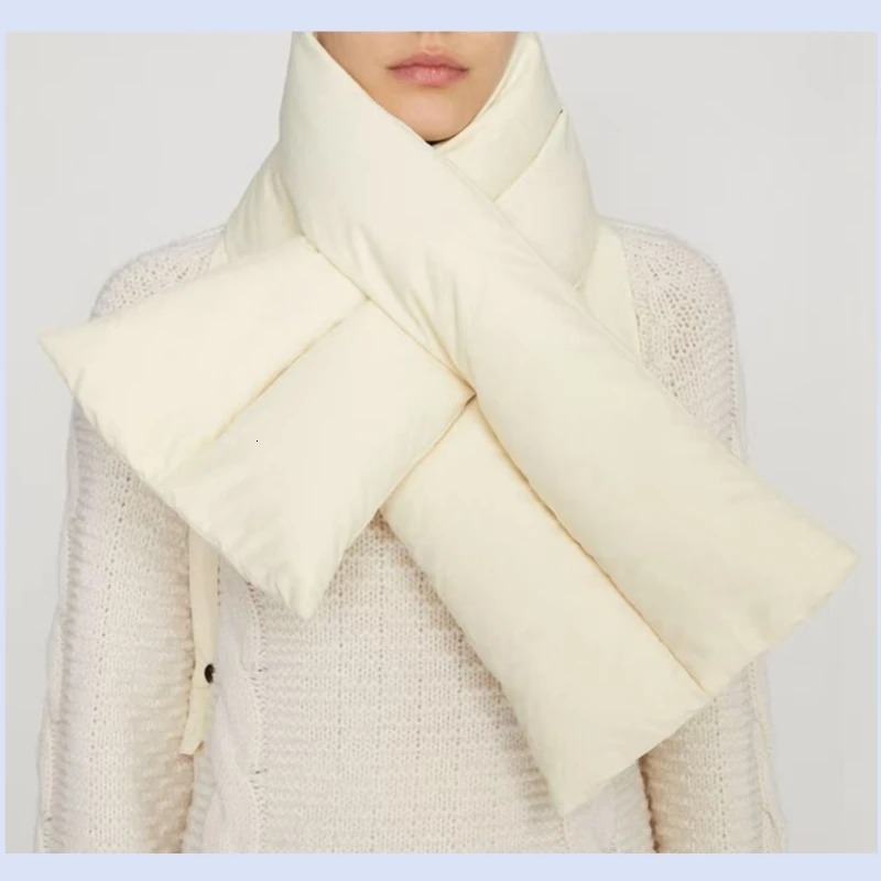 Jil Winter New Unisex Versatile Solid Color Thickened Warm Cross Down Scarf