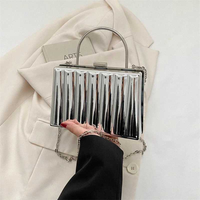 Metallic Box Fashion Acrylic Handbag Chain Hasp Solid Color Shell Shoulder Bag 2024 Hot Sale Bags for Women Bolsas Femininas