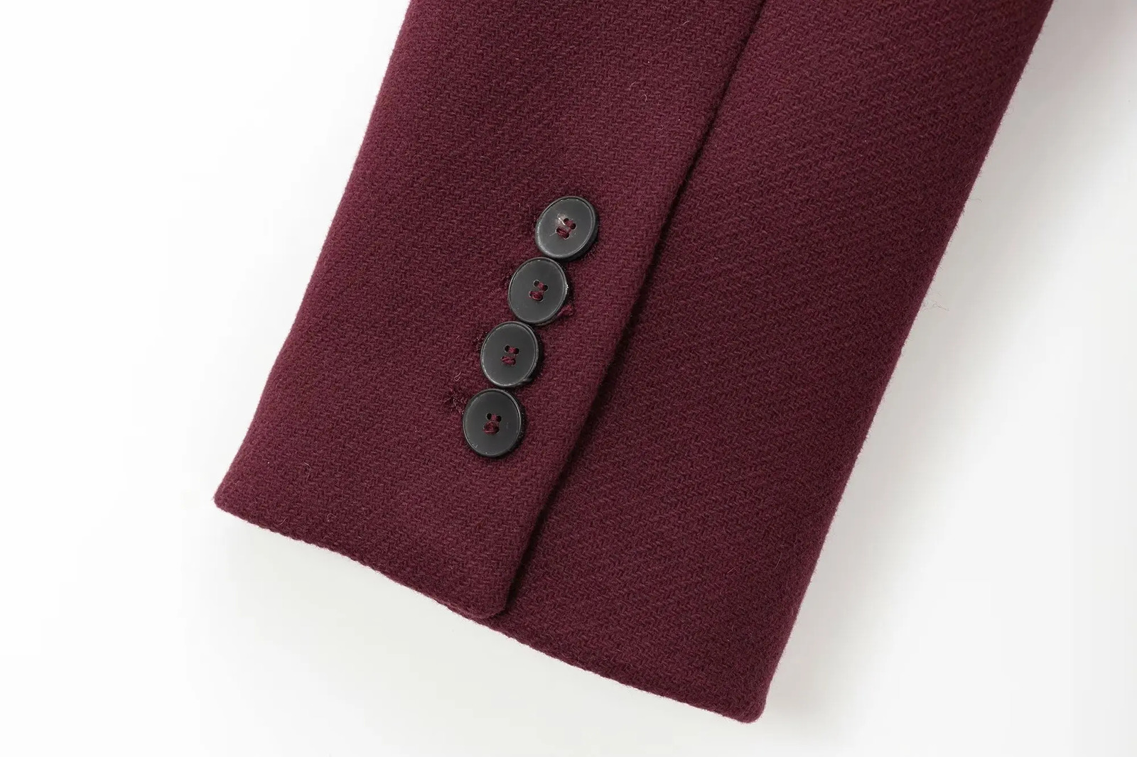 TRAFZA Woman Burgundy Winter Coat Womens Jacket 2024 Autumn Long Sleeve Woolen Chic Fashion Outerwears 241121