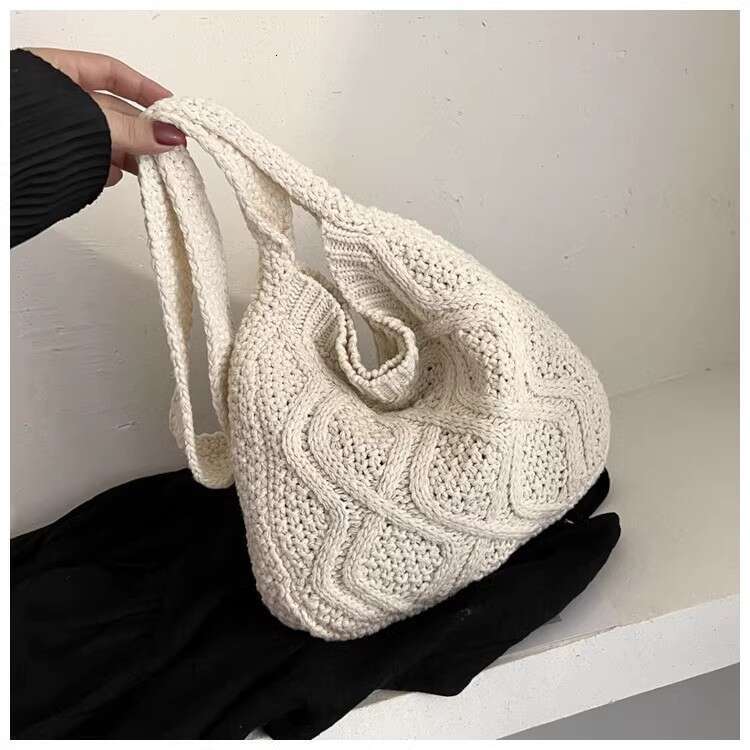 New Knitted Art Crossbody Bags Solid Color Tote Spinach Twist Shoulder Women's Bag