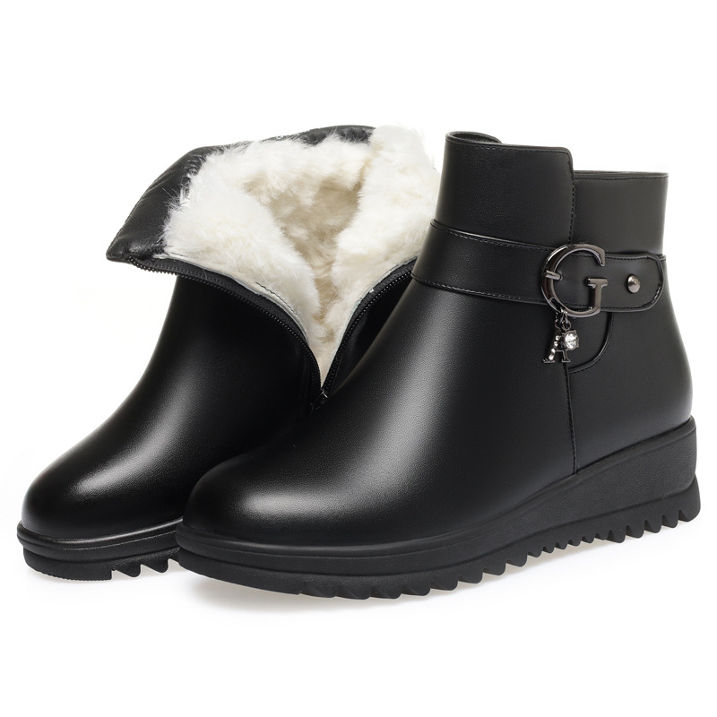 Snow AIYUQI 2024 Winter New Warm Wedges Women's Ankle Large Size Non-slip Mother Shoes Boots 750b