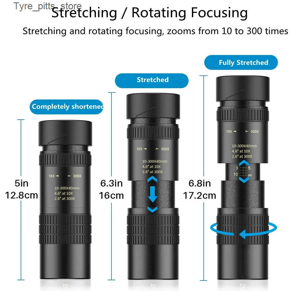 Telescopes 10-300X40 zoom high-definition single tube zoom mobile phone camera L240910