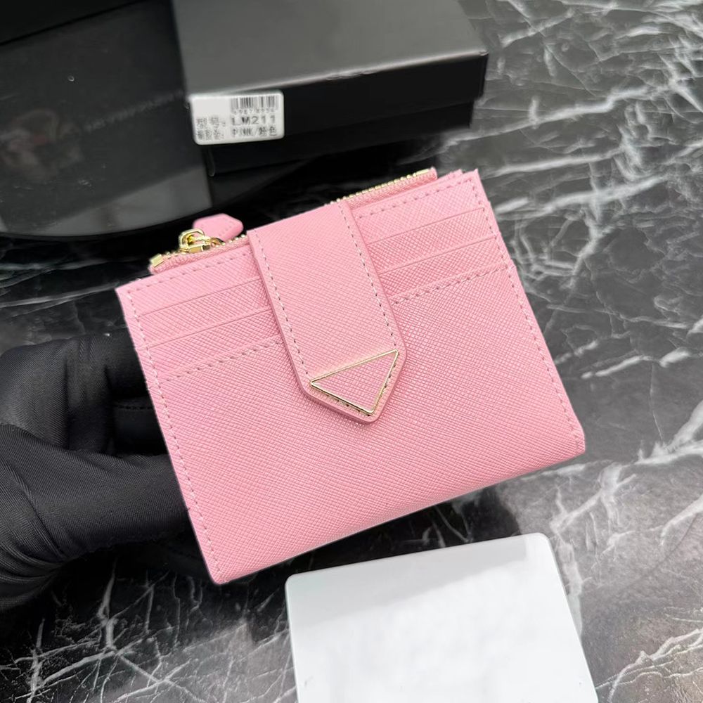 luxury Designer wallets coin purses Triangle Saffiano puese Leather key pouch Women Men zipper cards holder 2024 New Credit card 9 card slots gift cardholder wallet
