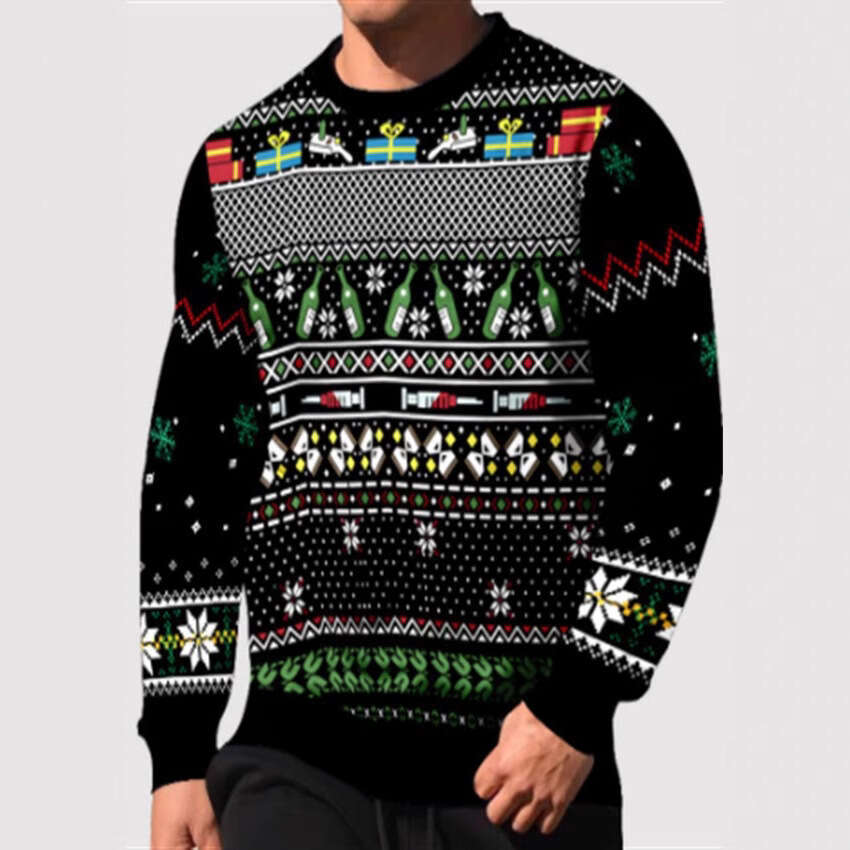 New autumn men's and women's casual print round neck Christmas deer couple hoodie