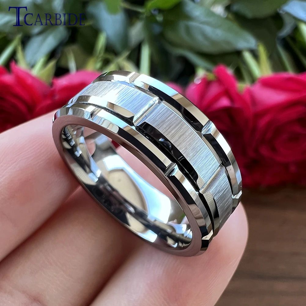 8MM Men Women Cool Wedding Band Tungsten Carbide Ring Multi Grooves Finish Boyfriend Husband Surprice Gift Jewelry 241202