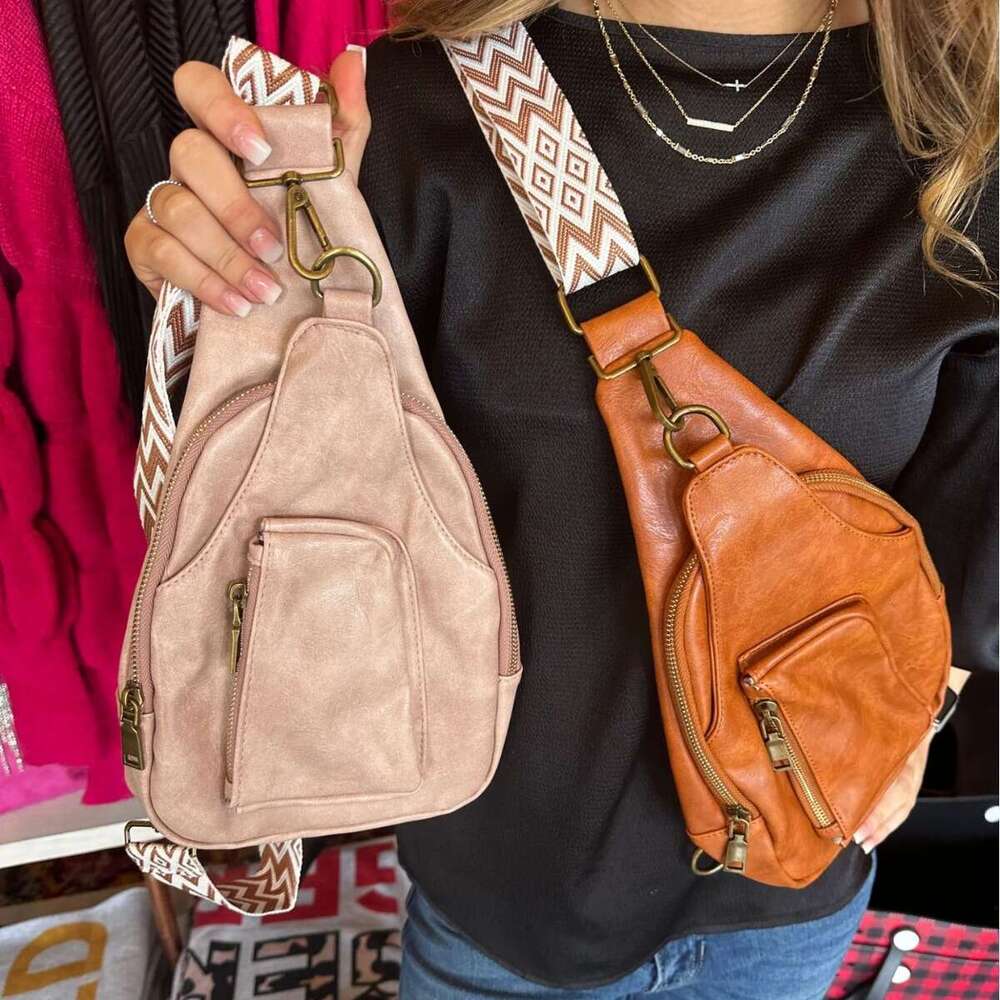 Women's Fashionable Wide Shoulder Ribbon European And American Retro Women's Chest Waist Bag B2