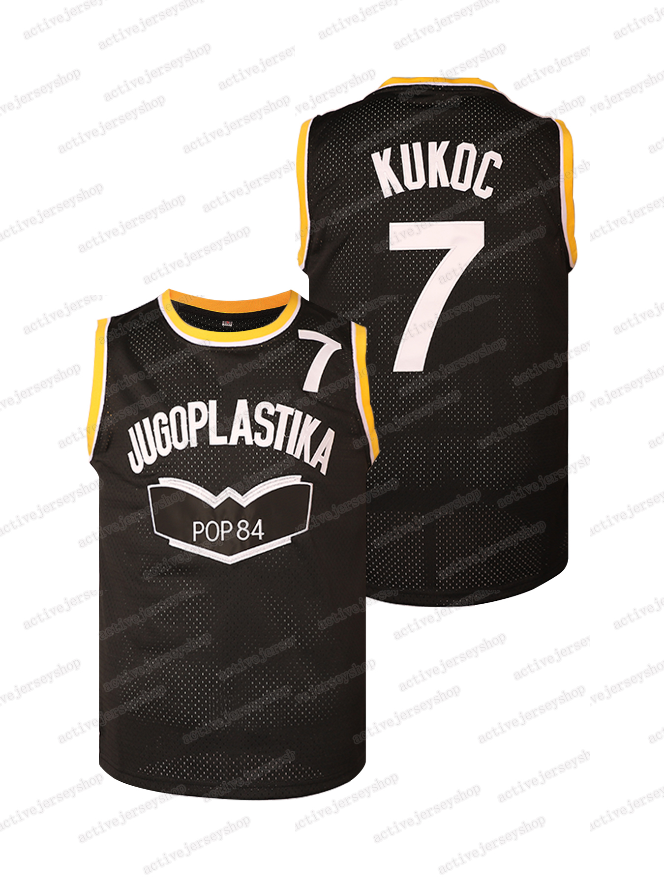 men #7 Kukoc yellow black Vintage Basketball Jerseys Sleeveles with Embroidered Letters and Numbers for Adult for Gifts