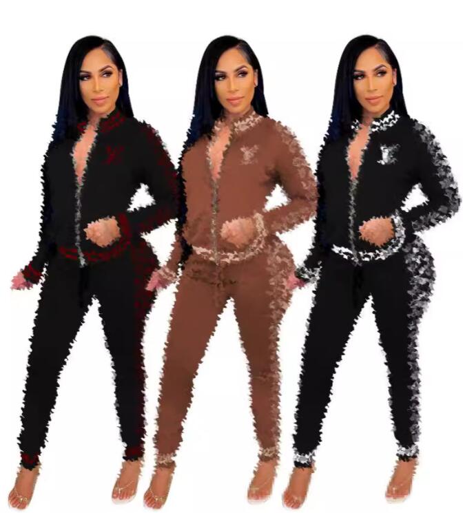 Womens Tracksuit Ladies Two Piece Set Printed Long Sleeve jacket Blouse Shirts pants Sexy 2 Pic Suits for Womens Clothing