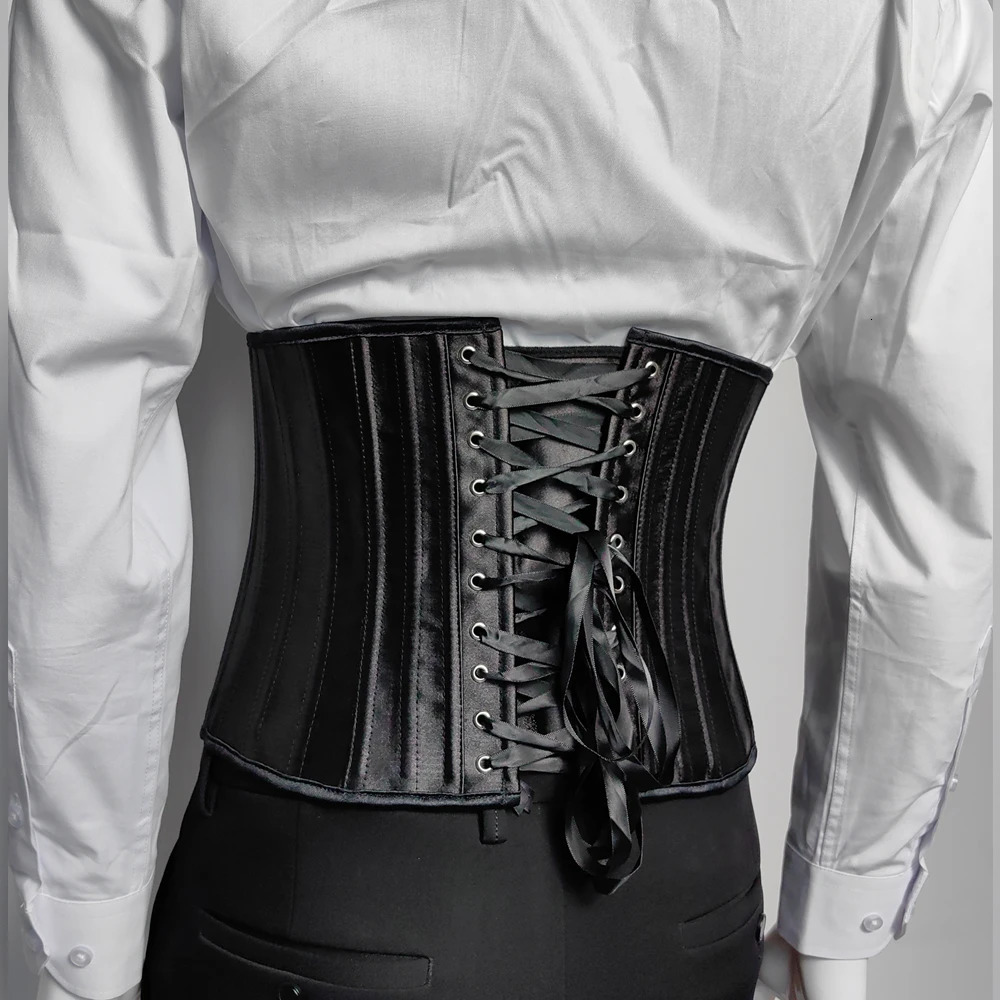 Mens tight corset waist trainer 26 steel frame abdominal control medieval retro shaping lace waist slimming machine tight top 5 buckets 241202