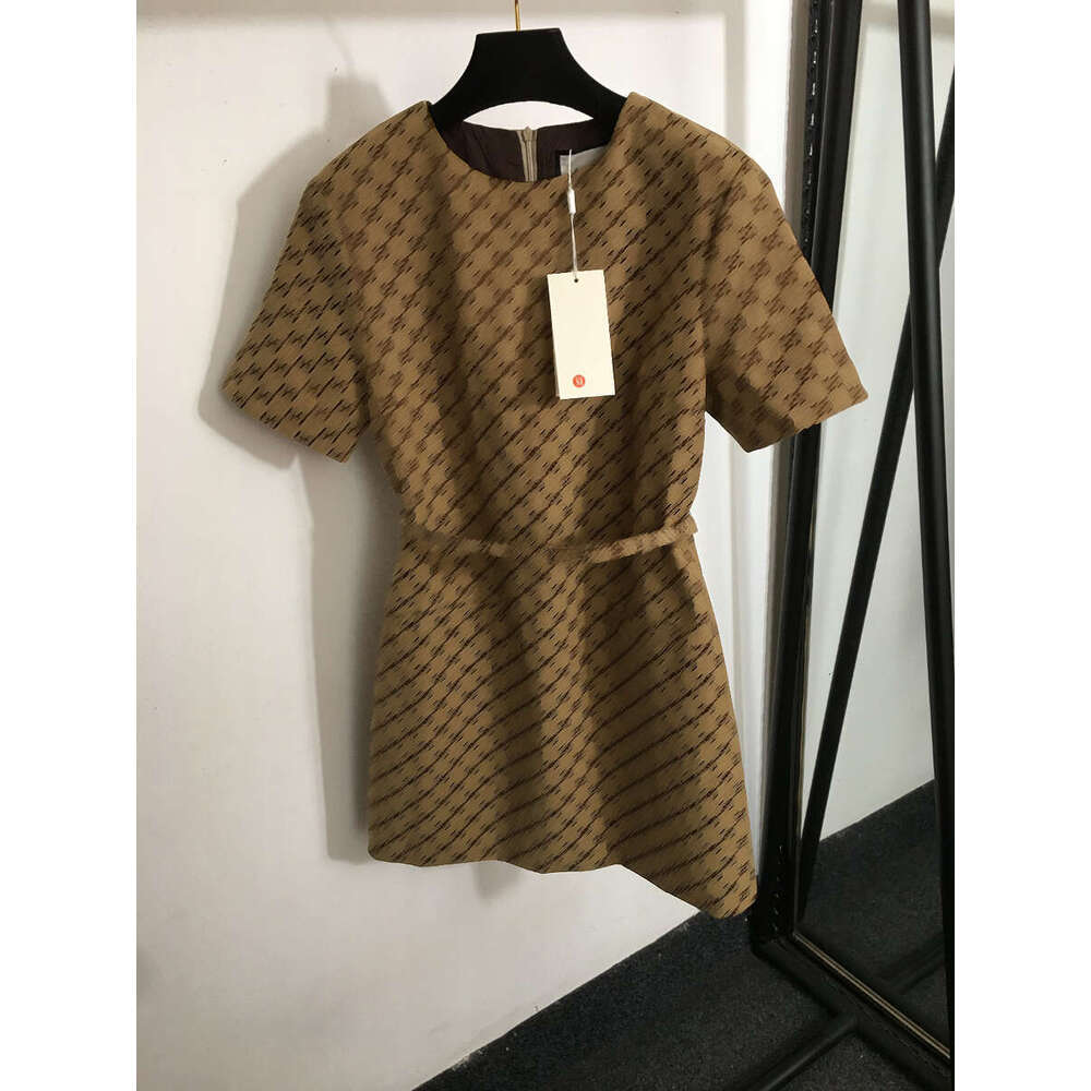 dresses women brand dress designer women clothing spring skirt fashion letter jacquard logo ladies Short sleeved dress Gift a belt Dec 02