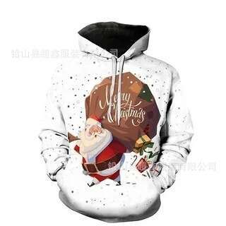 2024 new European American Christmas themed long sleeved hooded loose top men's and women's hoodies 3D printed