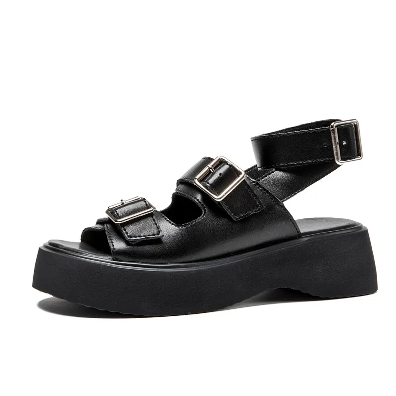 AIYUQI Sandals Women Genuine Leather Summer Open-toed Women Beach Sandals Wedge Fashion Women's Sandals