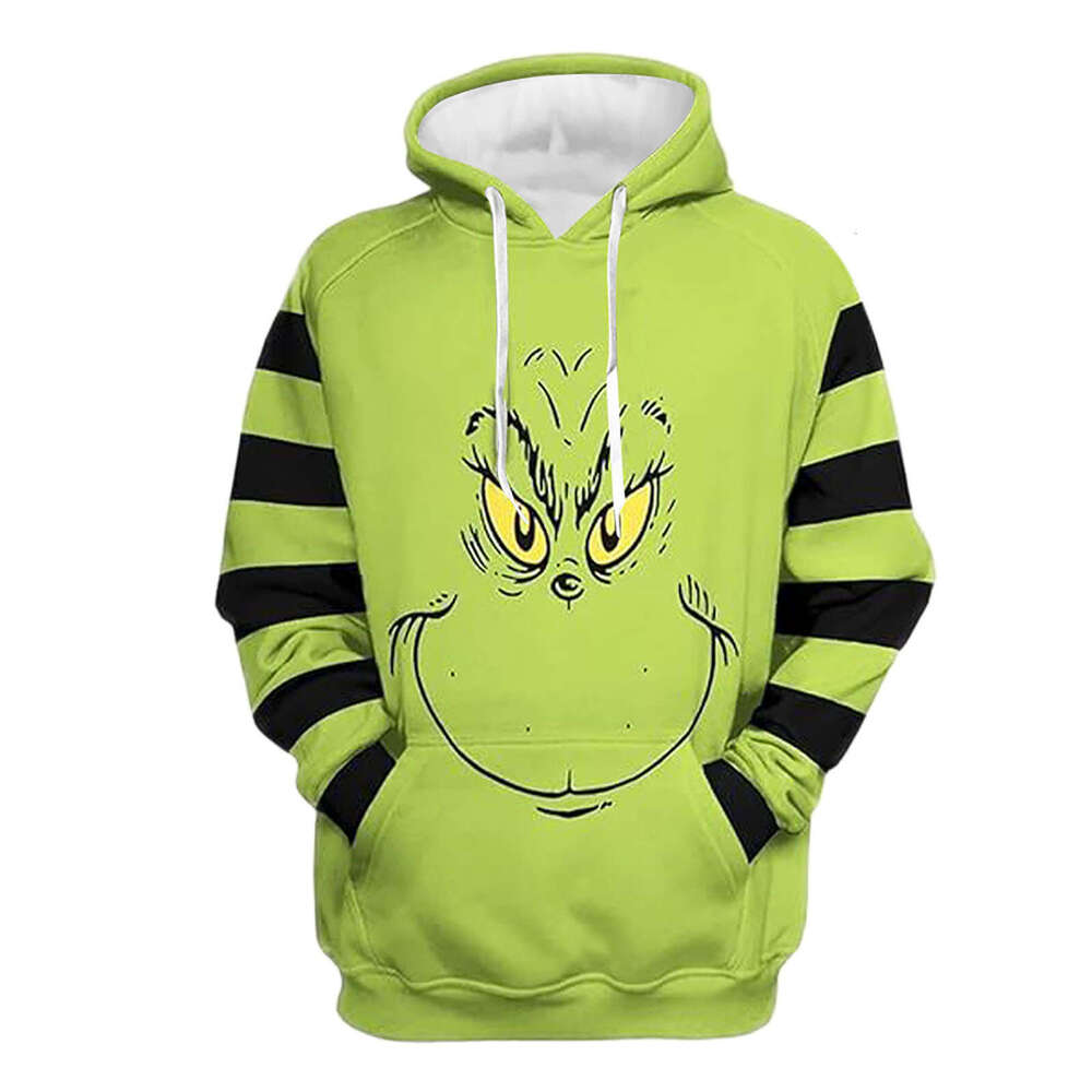 2024 new autumn winter Christmas warm 3D printed Greentown anime hooded sweatshirt for men and women with long sleeves