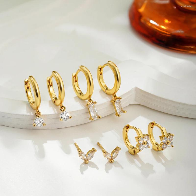 Hoop Earrings Dainty Zircon Small Stackable 14k Gold Plated Set For Women Multiple Piercing Cartilage Huggie Earring Jewelry