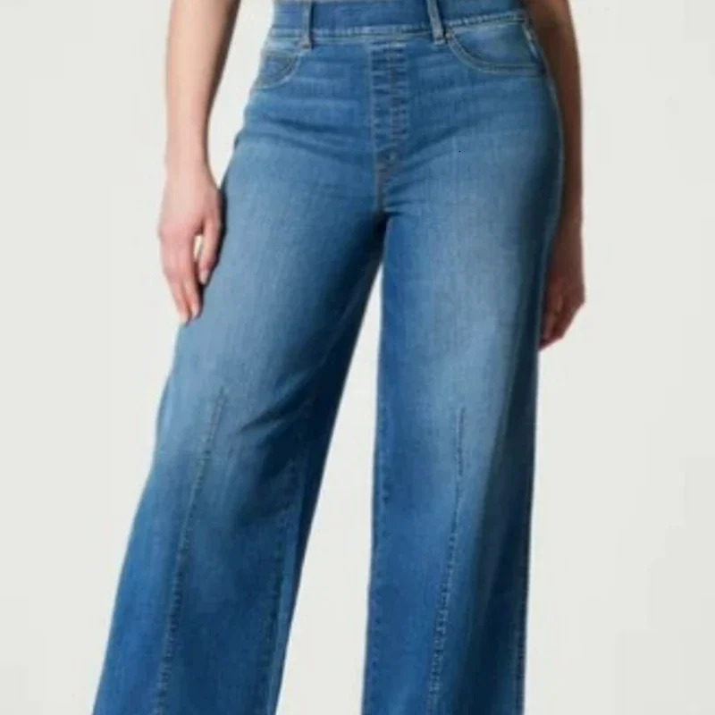 2023 Solid Color Jean Loose Washed AllMatch MicroElastic Comfortable Straight MidWaist Denim Trousers 241121
