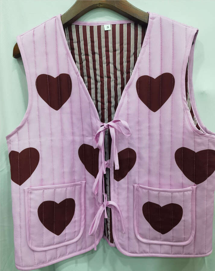 autumn winter products European and American women's street love tie cotton vest W028 6403 2024 new casual versatile fashion clothing