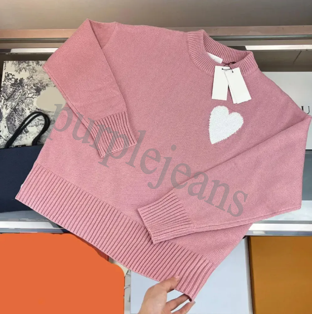 2024 Designer sweater Mens womens Sweater Paris Fashion Designer Knitted Embroidered Heart Solid Color Big Love Round Neck Sweater