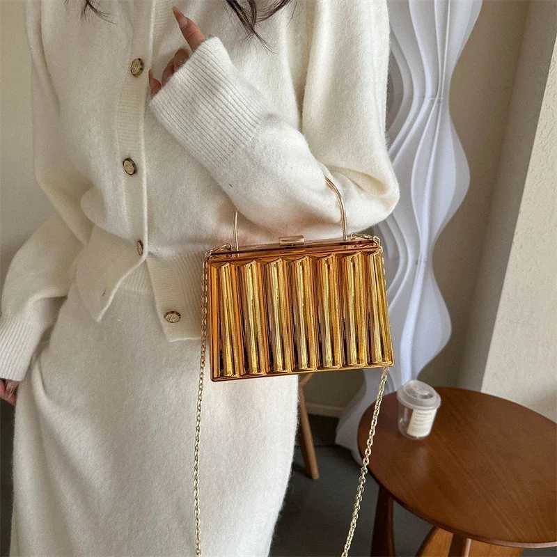Metallic Box Fashion Acrylic Handbag Chain Hasp Solid Color Shell Shoulder Bag 2024 Hot Sale Bags for Women Bolsas Femininas
