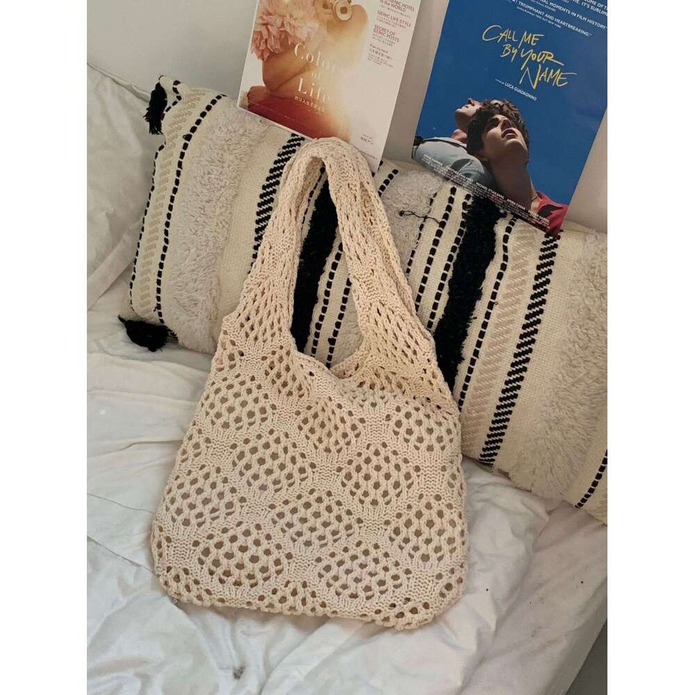 New Retro Women's Hollowed Out Yarn Knitted Tote Shoulder Bag, Shopping Bag B1