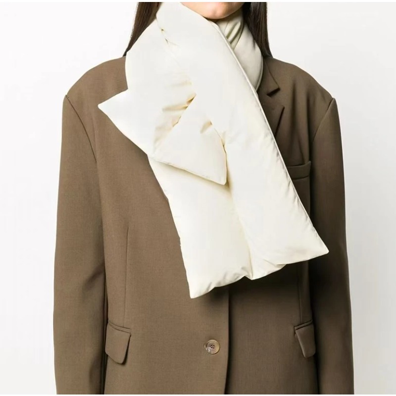 Jil Winter New Unisex Versatile Solid Color Thickened Warm Cross Down Scarf