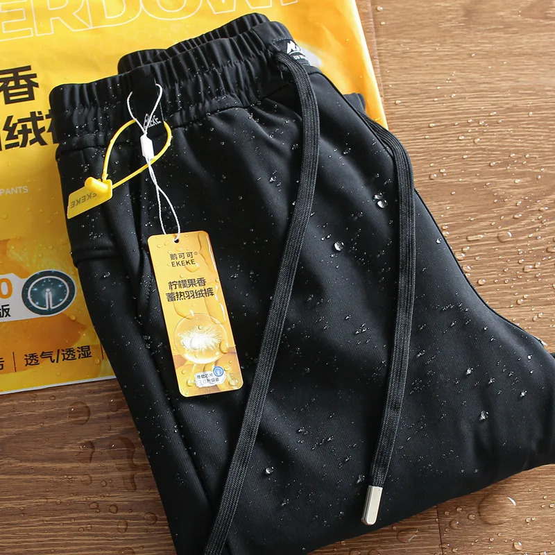 White Duck Down Winter Pants Men Waterproof Padded Sweatpants Joggers Male Thick Warm Long Trousers 4XL 241120