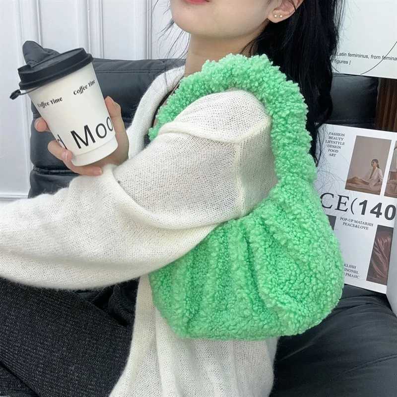 Cloud Pleated Handle Bags for Women faux fur Bags Leisure Armpit Bag Shopping Shoulder Bags Dumpling Handbag Female