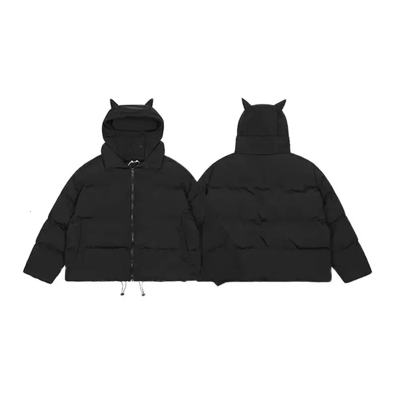 Womens Black Gothic Parka Jacket Vintage Warm Large Size Overcoat Long Sleeve Coat Korean Padded Winter Clothes 241120