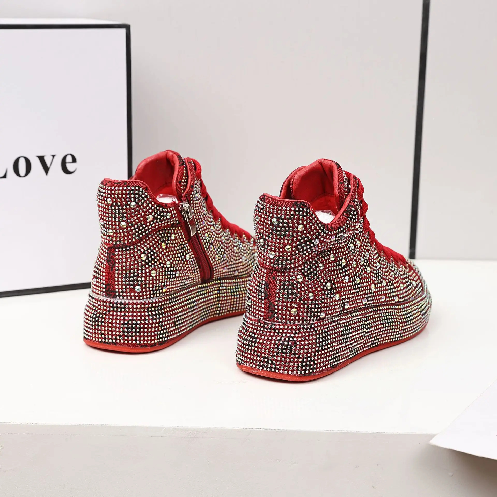 Quality Sneakers Skate Keep Warm Cotton Rhie Women High Top Board Shoe Shiny Women's Casual Shoes