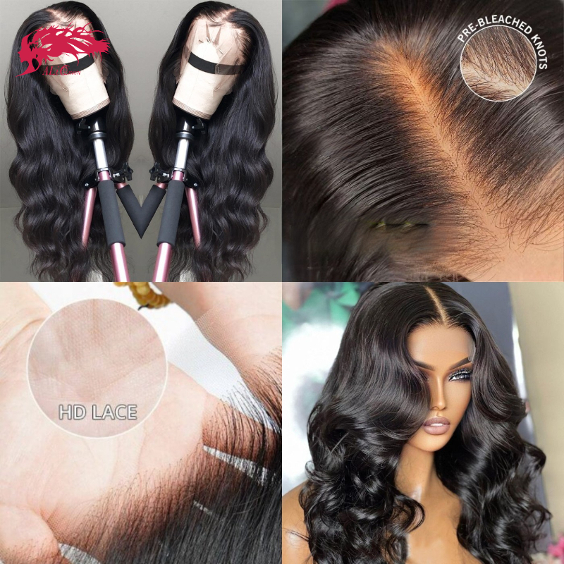 Ali Queen Body Wave Frontal 13X4 13X6 Indina Hair Virgin Human Hair Lace Closure Glueless Wig 180% Density